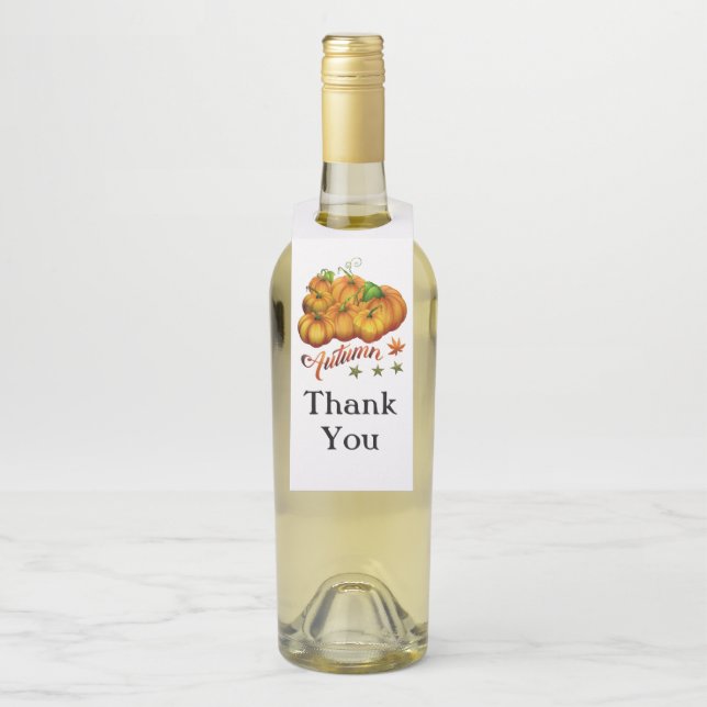 Autumn pumpkins      bottle hanger tag (On Bottle)