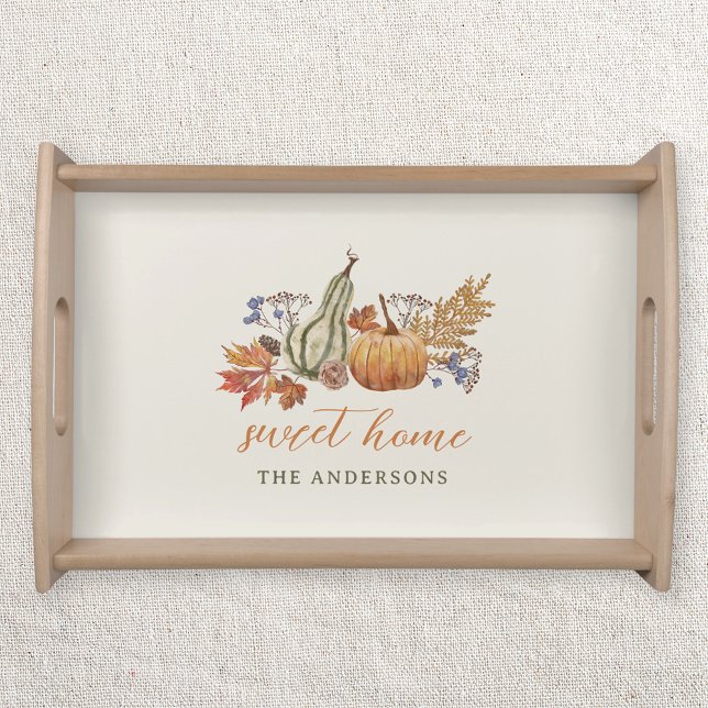 Autumn Pumpkins Bouquet Family Name Serving Tray (Creator Uploaded)