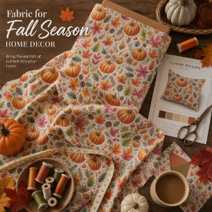 Autumn Pumpkins & Fall Leaves Sewing Patten Fabric