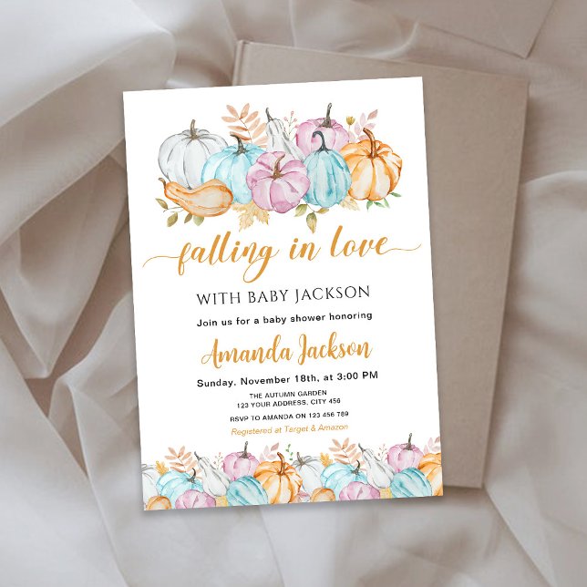 Autumn Pumpkins Falling in love Baby Shower Invitation (Creator Uploaded)
