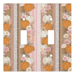 Autumn Pumpkins & Floral Lace Seamless Pattern Light Switch Cover