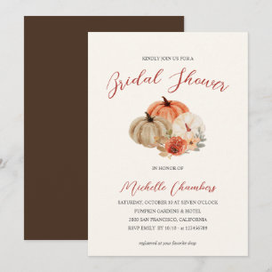 Autumn Pumpkins  Flowers Elegant Bridal Shower Invitation