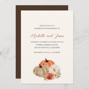 Autumn Pumpkins Flowers Elegant Engagement Party Invitation