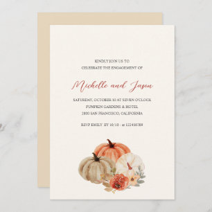 Autumn Pumpkins Flowers Elegant Engagement Party Invitation