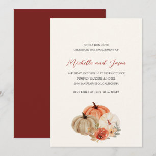 Autumn Pumpkins  Flowers Elegant Engagement Party  Invitation