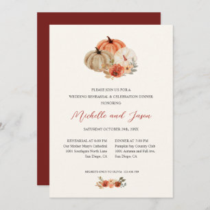 Autumn Pumpkins Flowers Elegant REHEARSAL Invitation