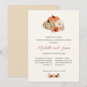 Autumn Pumpkins  Flowers Elegant REHEARSAL  Invitation