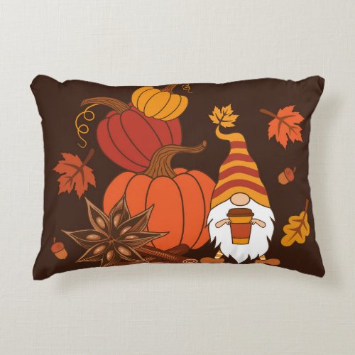 Autumn Pumpkins Gnome Spice Card Accent Pillow