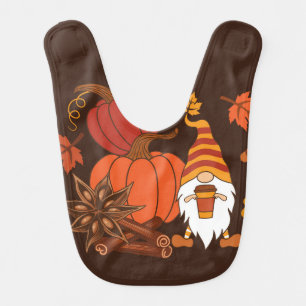 Autumn Pumpkins Gnome Spice Card Baby Bib