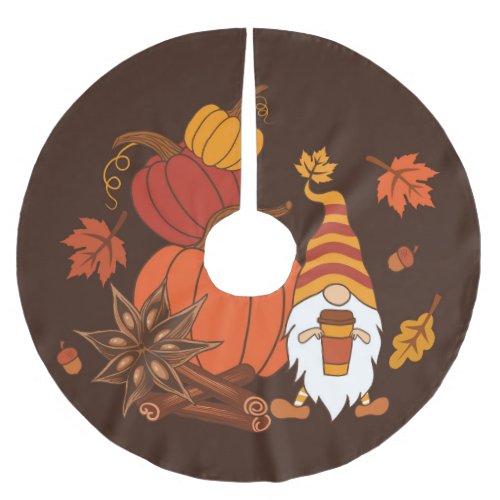 Autumn Pumpkins Gnome Spice Card Brushed Polyester Tree Skirt