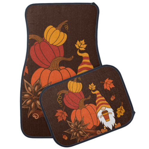 Autumn Pumpkins Gnome Spice Card Car Floor Mat