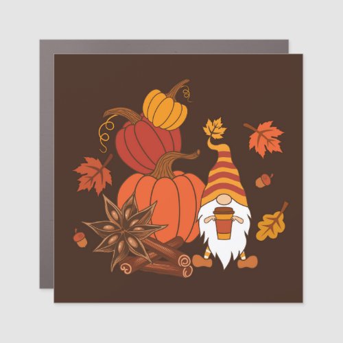 Autumn Pumpkins Gnome Spice Card Car Magnet