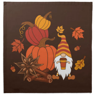 Autumn Pumpkins Gnome Spice Card Cloth Napkin