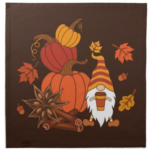 Autumn Pumpkins Gnome Spice Card Cloth Napkin