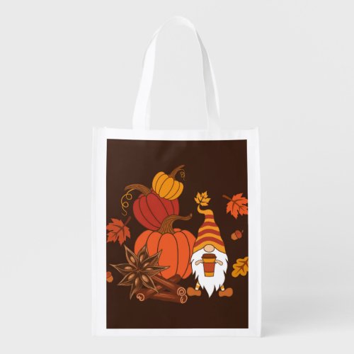 Autumn Pumpkins Gnome Spice Card Grocery Bag