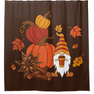Autumn Pumpkins Gnome Spice Card Shower Curtain