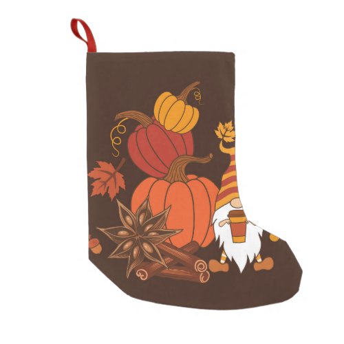 Autumn Pumpkins Gnome Spice Card Small Christmas Stocking