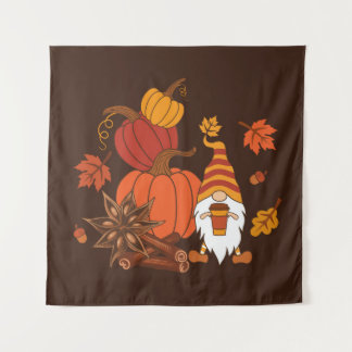 Autumn Pumpkins Gnome Spice Card Tapestry