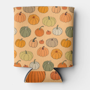 Autumn Pumpkins, Hand-Drawn Seamless Vintage. Can Cooler
