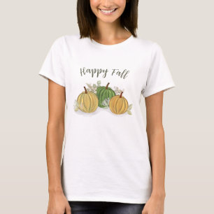 Autumn Pumpkins Happy Fall Watercolor T-Shirt
