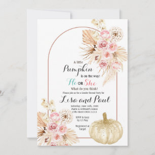 Autumn Pumpkins He or She Gender Reveal Invitation