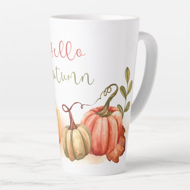 Autumn - Pumpkins Hello Autumn Latte Mug (Right Angle)