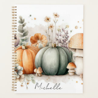 Autumn Pumpkins, Mushrooms and Flowers Planner