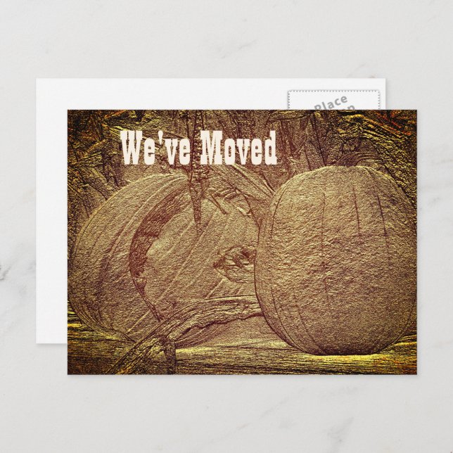 Autumn Pumpkins New Address Moving Postcard (Front/Back)