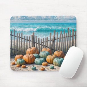 Autumn Pumpkins On a Beach Mouse Pad