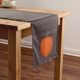 Autumn Pumpkins on Brown Short Table Runner