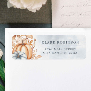 Autumn Pumpkins Orange Grey Return Address Label