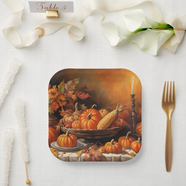 Autumn Pumpkins Paper Plates (Wedding)