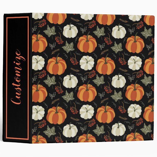 Autumn Pumpkins Pattern 3 Ring Binder (Front/Spine)