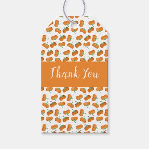Autumn Pumpkins Pattern Thank You Orange Gift Tags