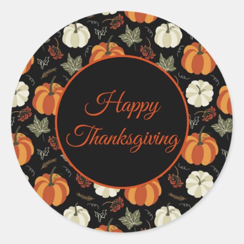 Autumn Pumpkins Pattern Thanksgiving Classic Round Sticker