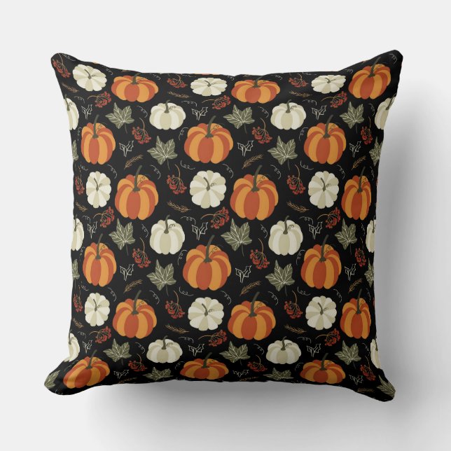 Autumn Pumpkins Pattern Throw Pillow (Front)