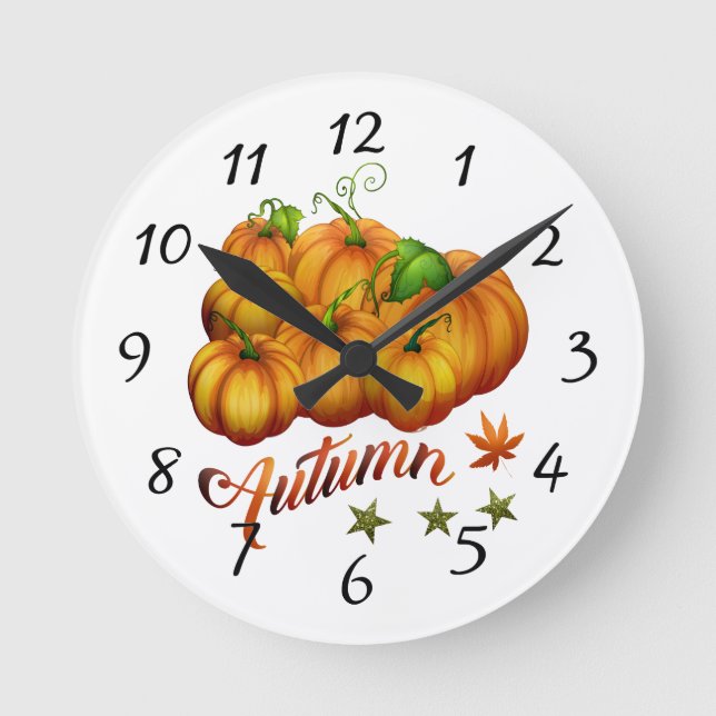 Autumn pumpkins     round clock (Front)