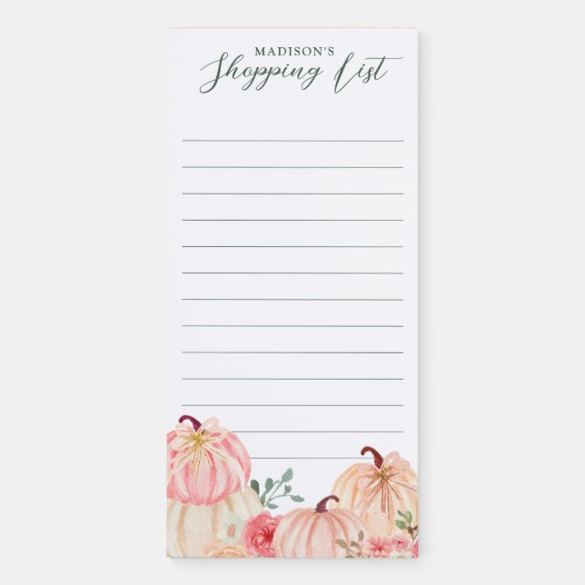 Autumn Pumpkins Shopping List Magnetic Notepad (Front)