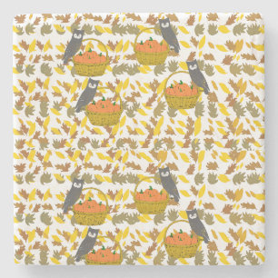 Autumn Pumpkins Stone Coaster