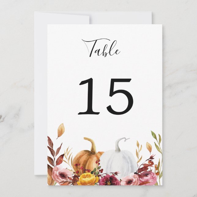 Autumn Pumpkins Table Number (Front)
