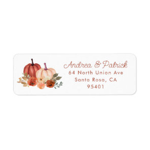 Autumn Pumpkins Terracotta Floral Return Address Label
