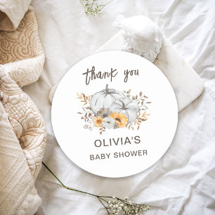 Autumn Pumpkins Thank you Classic Round Sticker