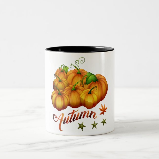 Autumn pumpkins     Two-Tone coffee mug (Center)
