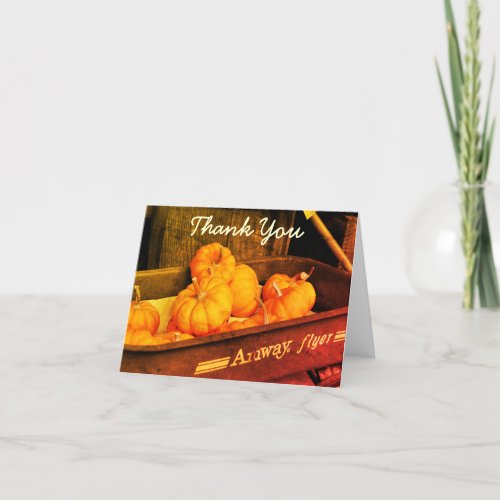 Autumn Pumpkins Vintage Wagon Thank You Card