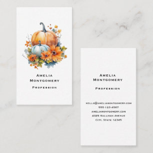 Autumn Pumpkins with Flowers and Foliage Business Card