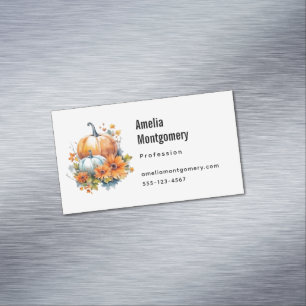 Autumn Pumpkins with Flowers and Foliage Business Card Magnet