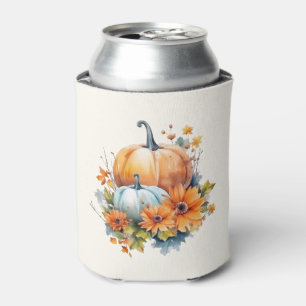 Autumn Pumpkins with Flowers and Foliage Can Cooler