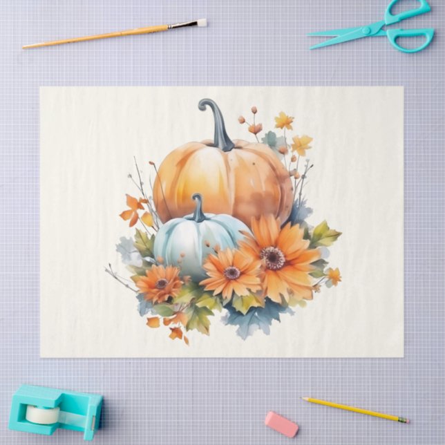 Autumn Pumpkins with Flowers and Foliage Tissue Paper (Craft)