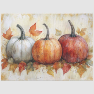 Autumn Pumpkins with Leaves Decoupage Tissue Paper