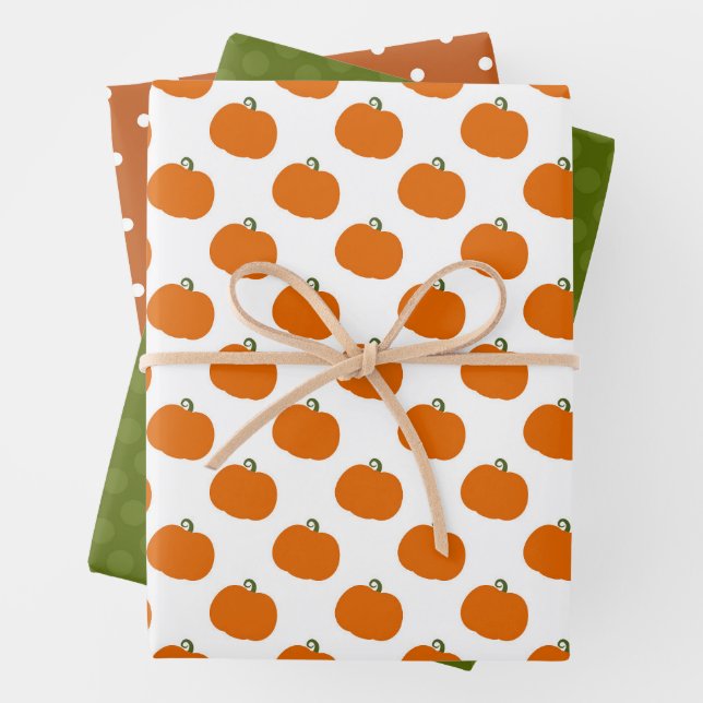Autumn Pumpkins Wrapping Paper Sheets (In situ)